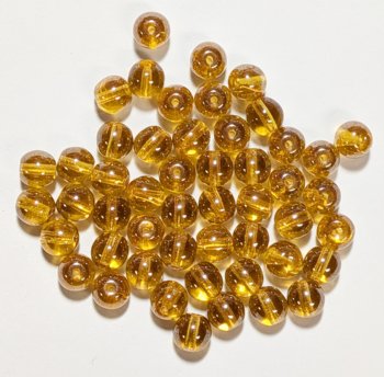 50 6mm Round Lustre Light Topaz Glass Beads