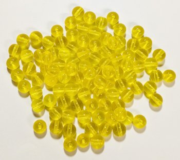 50 6mm Transparent Yellow Round Glass Beads