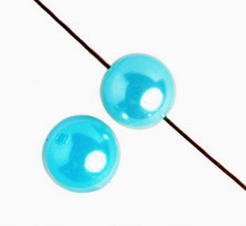 16 inch strand of 6mm Turquoise Blue Round Glass Pearl Beads