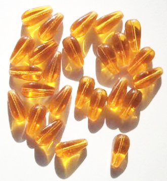 25 13x6mm Four Sided Transparent Topaz Drop Beads