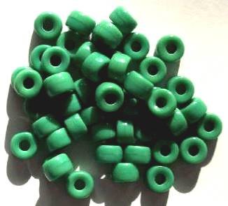 50 6x9mm Opaque Green Glass Crow Beads