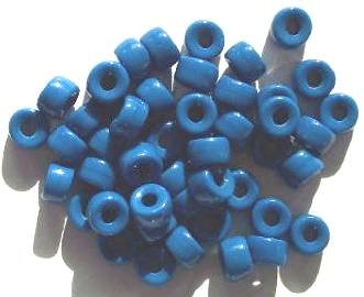 50 6x9mm Opaque Medium Blue Glass Crow Beads