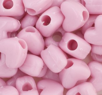 50 12x10mm Acrylic Opaque Light Pink Heart Beads