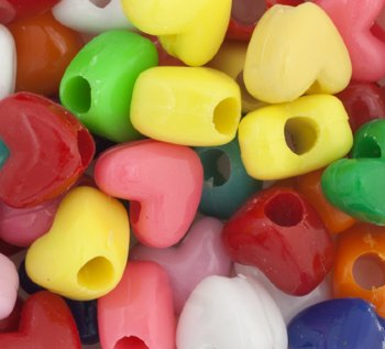 50 12x10mm Acrylic Mixed Opaque Heart Beads