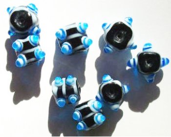 8 14mm Black, White, & Aqua Square Bumpy Beads