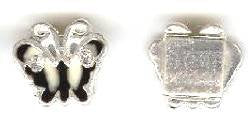 1 10x11mm Silver with Black/Grey Epoxy Butterfly Slider
