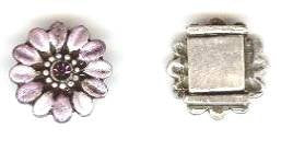 1 13mm Antique Silver with Purple Epoxy Flower Slider