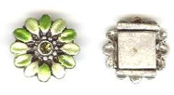 1 13mm Antique Silver with Green Epoxy Flower Slider