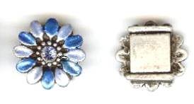 1 13mm Antique Silver with Blue Epoxy Flower Slider