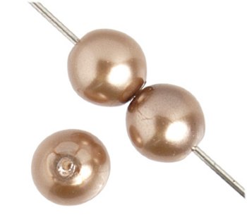 16 inch strand of 10mm Round Bronze Glass Pearl Beads