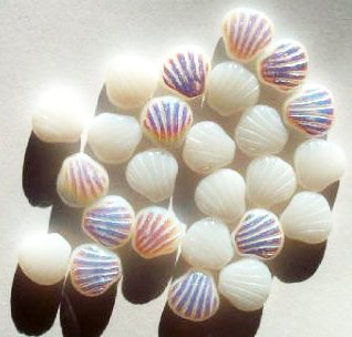 25 8mm Milky White Opal AB Flat Shell Beads