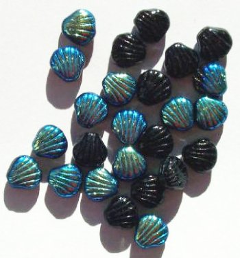 25 8mm Black AB Flat Shell Beads