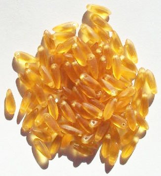 100 3x11mm Matte Transparent Topaz Dagger Beads