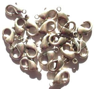 20 15mm Brushed Antique Silver Lobster Claw Clasps