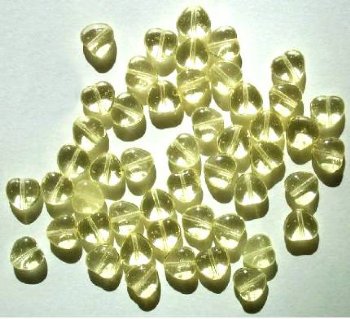50 8mm Transparent Light Yellow Glass Heart Beads