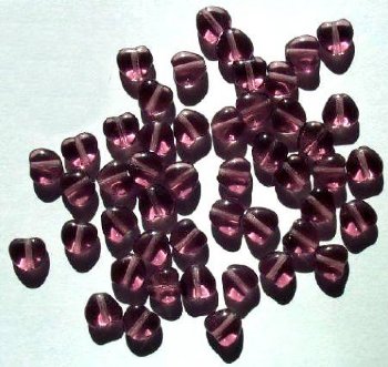 50 8mm Transparent Amethyst Glass Heart Beads