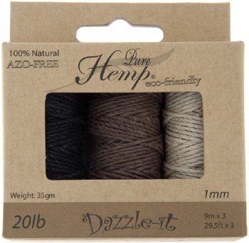 Hemp Earthy Color 20lb 3 Spool Set - Black, Brown, Natural