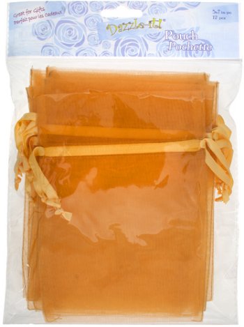 Dazzle-It! 12 Piece 5x7 Inch Gold Sheer Gift Bags