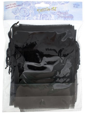 Dazzle-It! 12 Piece 5x7 Inch Black Sheer Gift Bags