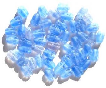50 12mm Matte Light Sapphire & Pink Marble Tulip Beads