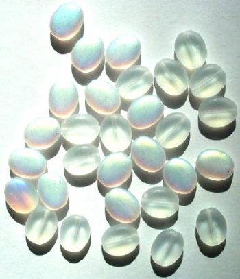 30 12mm Matte Crystal AB Flat Oval Beads