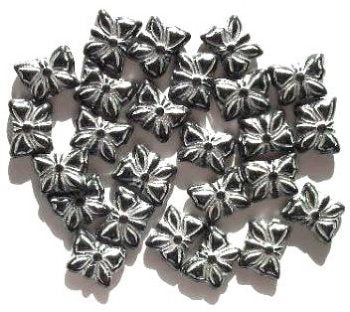 25 12mm Black and Silver Butterfly Beads