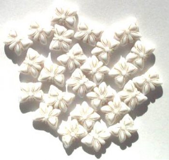 25 12mm White and Gold Butterfly Beads