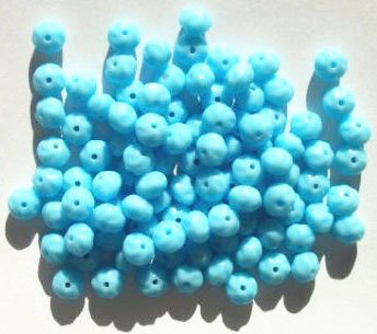 100 5x6mm Opaque Light Blue Melon Beads