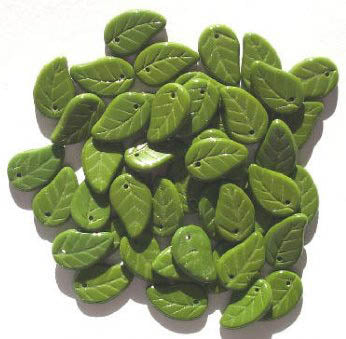 50 14mm Opaque Olive Leaf Beads