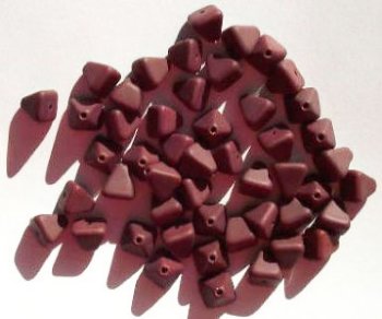 50 8mm Opaque Matte Brick Red Glass Pyramid Beads
