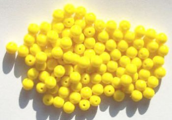 50 6mm Round Opaque Yellow Glass Beads