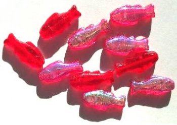 10 25x11mm Transparent Red AB Fish Beads
