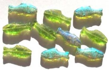 10 25x11mm Transparent Olivine AB Fish Beads