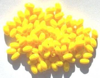 100 9x6mm Acrylic Opaque Yellow Ovals