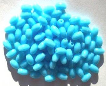 100 9x6mm Acrylic Opaque Light Blue Ovals