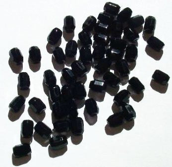 50 7x5mm Faceted Jet Black Oval Beads