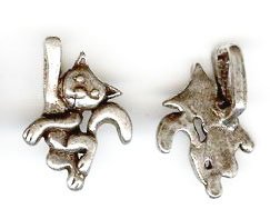 1 17mm Antique Silver Cat Slider