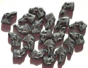 20 20mm Black and Silver Dog Head Beads