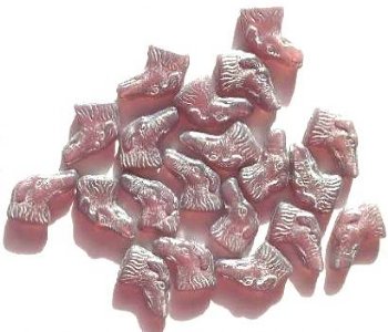20 20mm Matte Light Amethyst and Silver Dog Head Beads