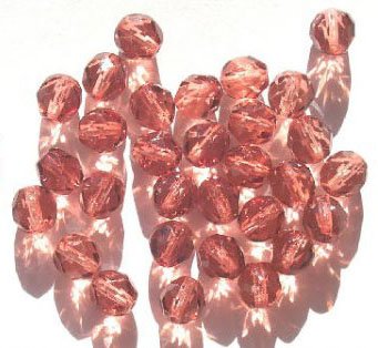 25 8mm Faceted Dusty Rose Firepolish Beads