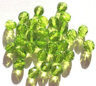 25 8mm Faceted Medium Green Firepolish Beads