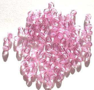 100 4mm Transparent Violet Faceted Firepolish Beads