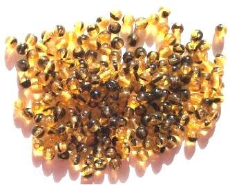 100 4mm Transparent Topaz Tortoise Round Glass Beads