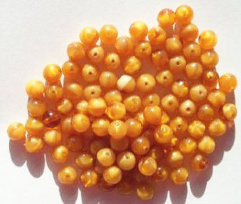 50 6mm Round Caramel Topaz Givre Beads