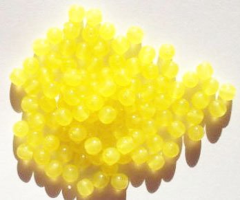 50 6mm Round Milky Pineapple Yellow Glass Beads