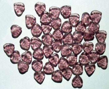 50 9mm Transparent Light Amethyst Leaf Beads
