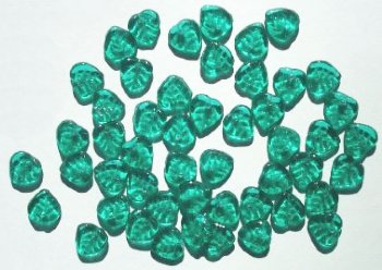 50 9mm Transparent Light Emerald Leaf Beads