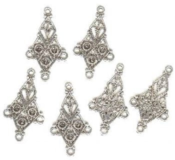 3 Pair of 37x22mm Antique Silver Drop Filigrae Earrings