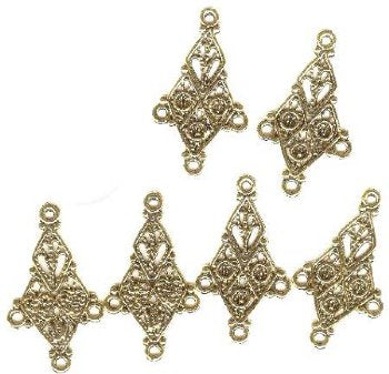 3 Pair of 37x22mm Antique Gold Drop Filigrae Earrings