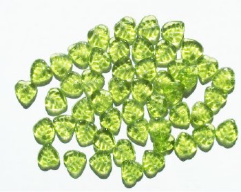 50 9mm Transparent Olivine Leaf Beads